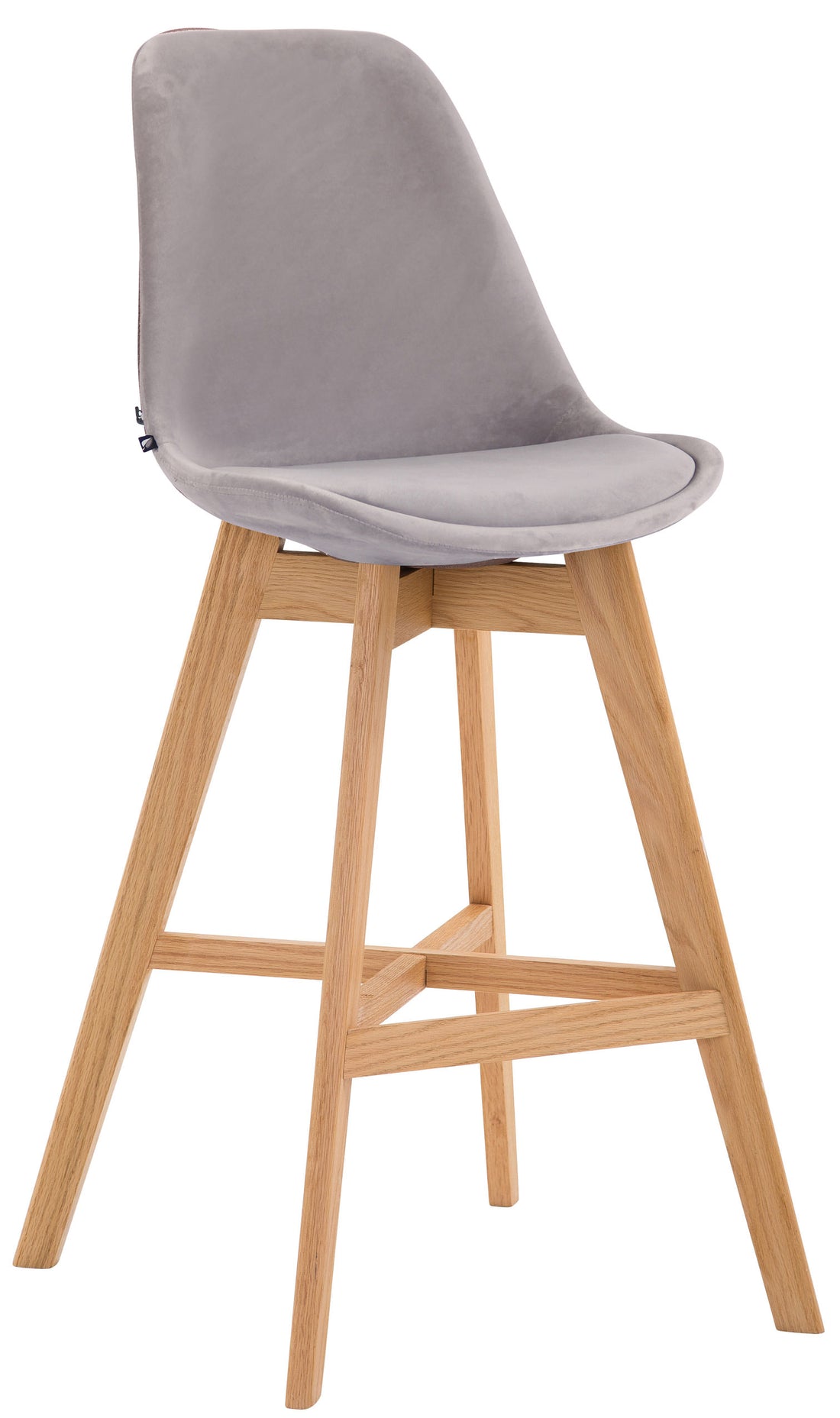 Barkruk Samt - Barstoel - Fluwelen Bekleding, Exclusieve Uitstraling Kleur crème Onderstel Kleur natuur