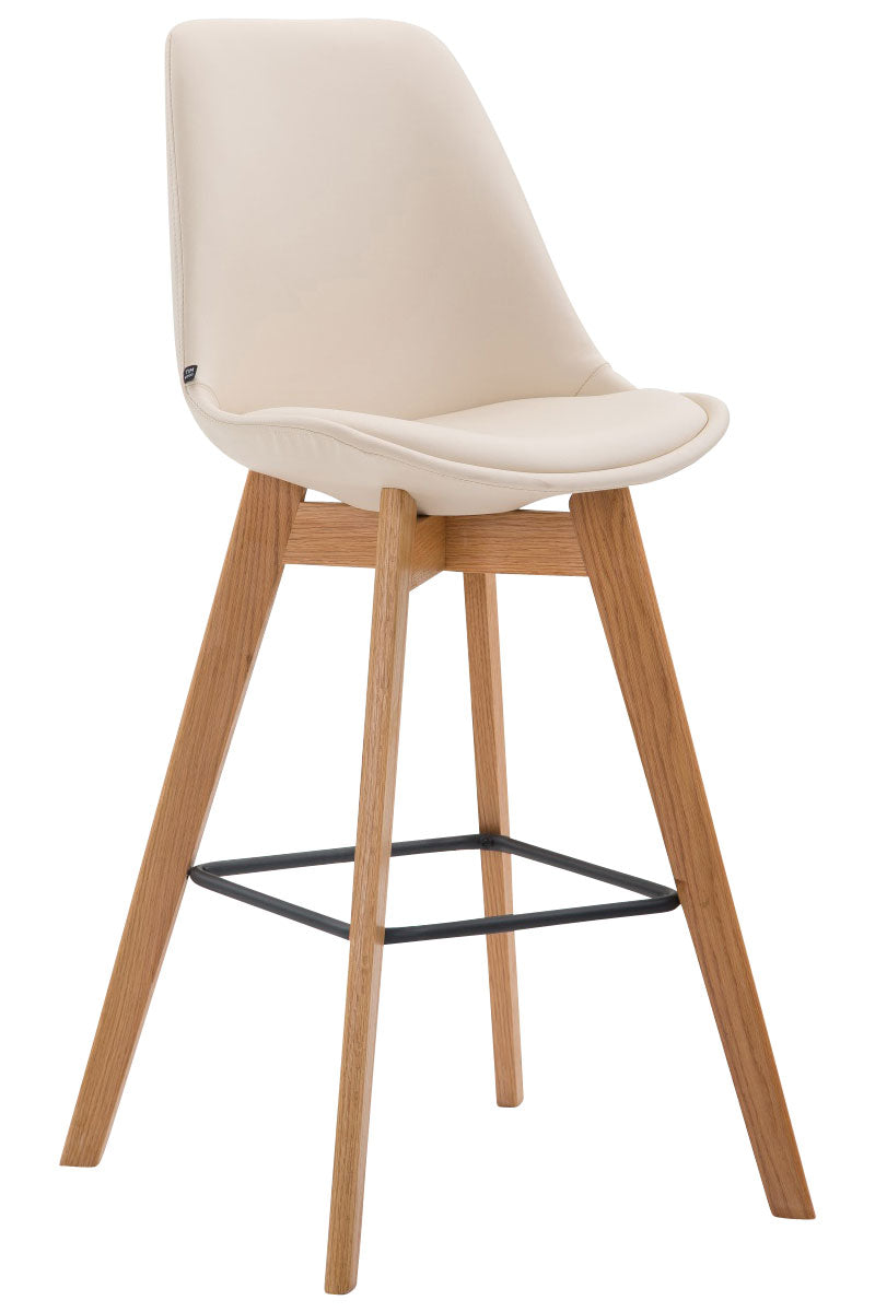 Originele Comfortabele Barkruk - Barstoel - Modern Design met Eikenhout Onderstel Kleur crème Onderstel Kleur natuur