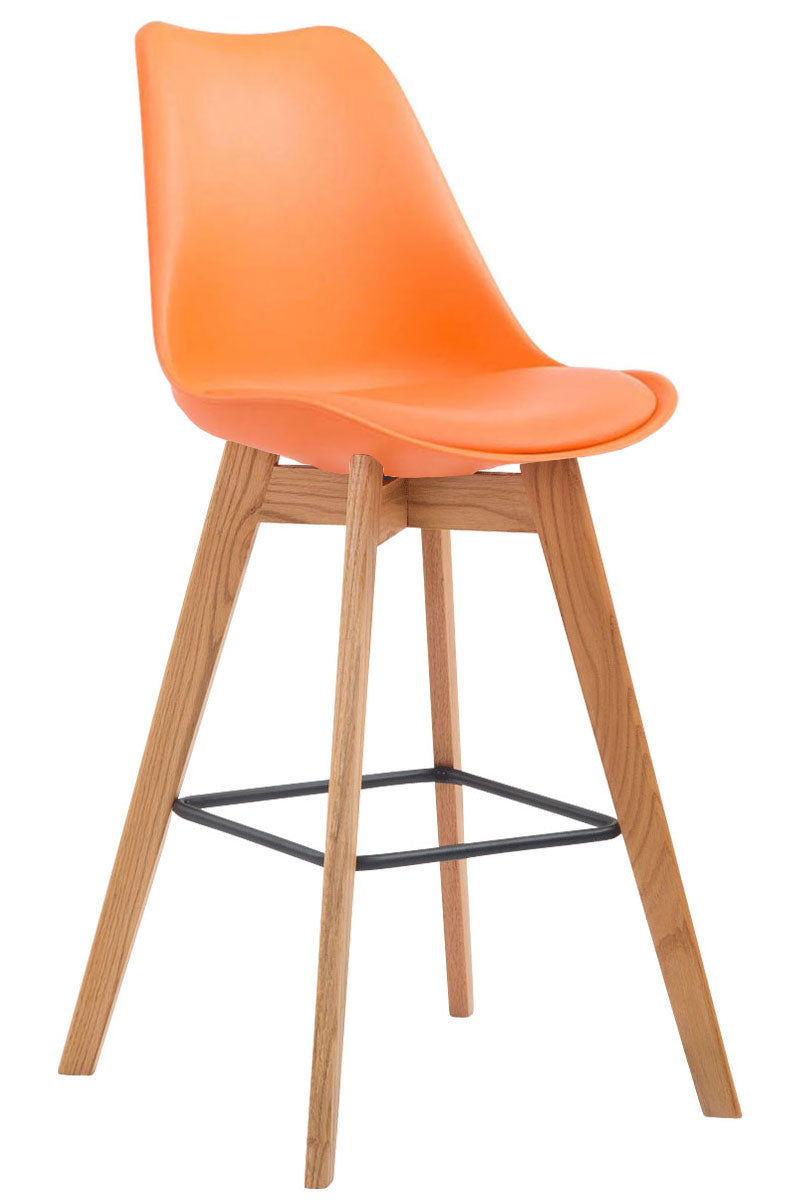 Originele Barkruk - Gezellige Stijl - Moderne Look - Fluweel Optie en Eikenhout Onderstel Onderstel Kleur natuur Kleur oranje