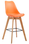 Originele Barkruk - Gezellige Stijl - Moderne Look - Fluweel Optie en Eikenhout Onderstel Onderstel Kleur natuur Kleur oranje