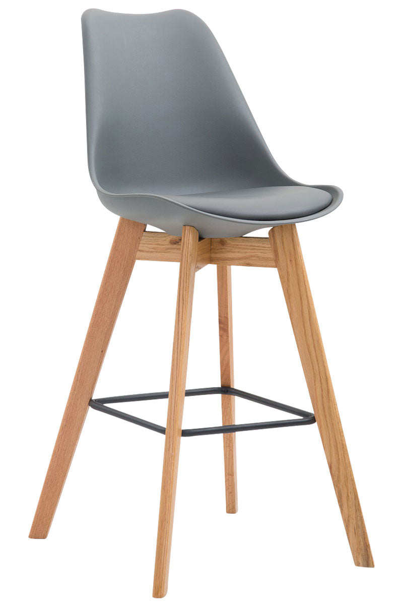 Originele Barkruk - Gezellige Stijl - Moderne Look - Fluweel Optie en Eikenhout Onderstel Onderstel Kleur natuur Kleur grijs