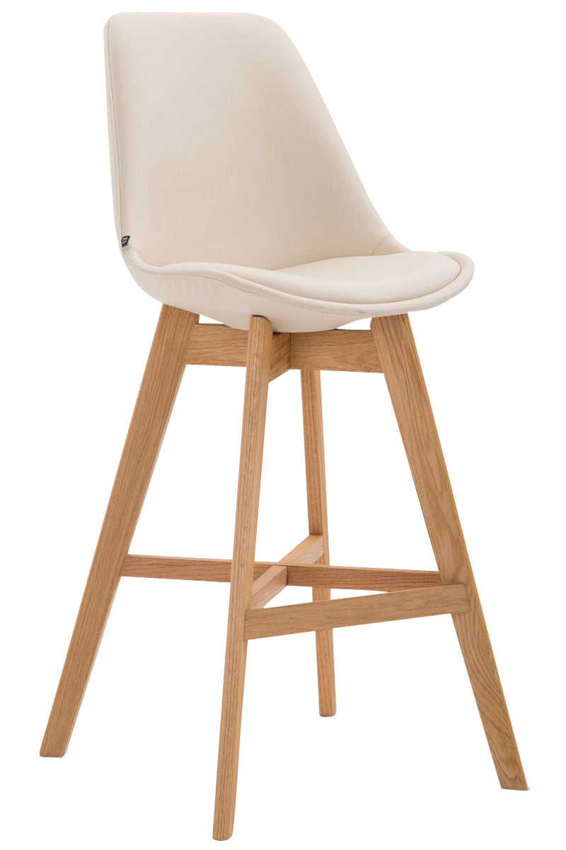 Barkruk - Hoge Kruk - Esthetisch Design, Comfort & Stevigheid Kleur crème Onderstel Kleur natuur