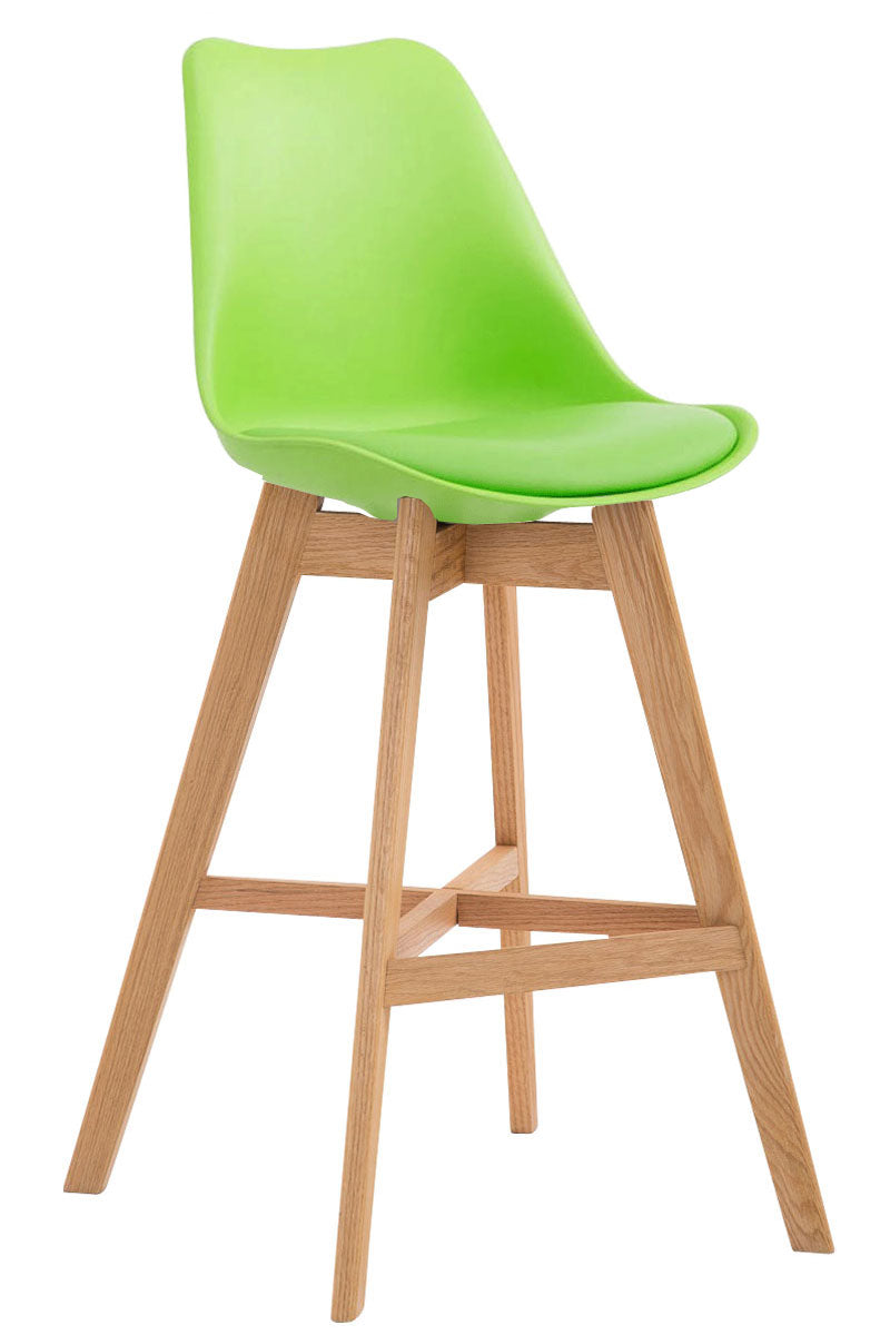 Barkruk - Hoge kruk - Comfortabele zitkuip, Modern Design, Eikenhouten Frame Kleur oranje Onderstel Kleur natuur