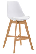 Barkruk - Hoge kruk - Comfortabele zitkuip, Modern Design, Eikenhouten Frame Kleur wit Onderstel Kleur natuur