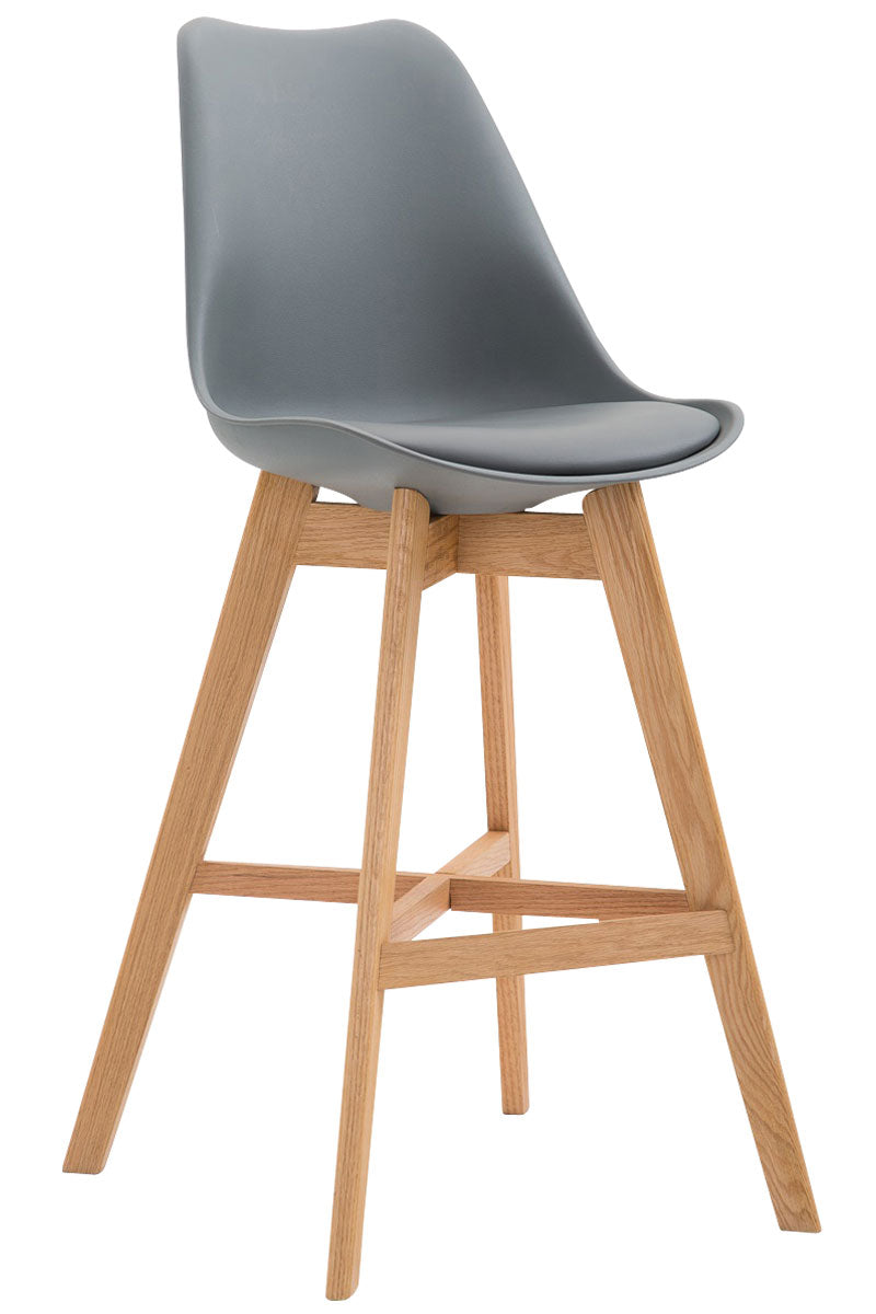 Barkruk - Hoge kruk - Comfortabele zitkuip, Modern Design, Eikenhouten Frame Kleur grijs Onderstel Kleur natuur