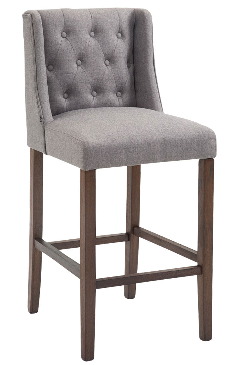 Elegant Gestoffeerde Barkruk - Verfijnd Design - Hoog Zitcomfort - Weelderige Toonbankkruk Kleur lichtgrijs Onderstel Kleur antiek-donker