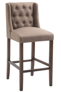 Elegant Gestoffeerde Barkruk - Verfijnd Design - Hoog Zitcomfort - Weelderige Toonbankkruk Kleur taupe Onderstel Kleur antiek-donker