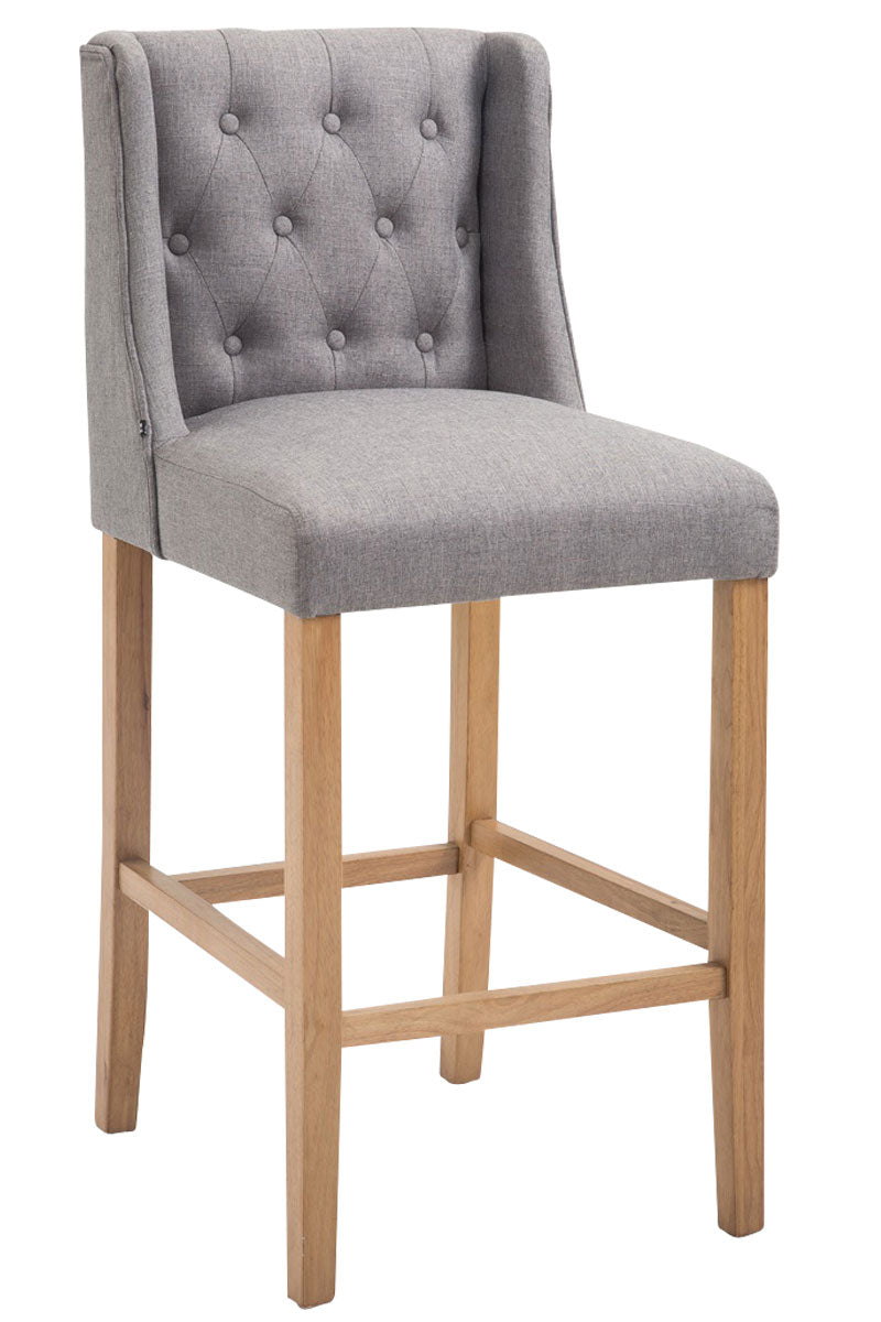 Elegant Gestoffeerde Barkruk - Verfijnd Design - Hoog Zitcomfort - Weelderige Toonbankkruk Kleur lichtgrijs Onderstel Kleur antiek-helder