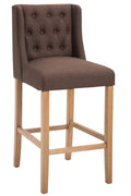 Elegant Gestoffeerde Barkruk - Verfijnd Design - Hoog Zitcomfort - Weelderige Toonbankkruk Kleur bruin Onderstel Kleur antiek-helder