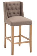 Elegant Gestoffeerde Barkruk - Verfijnd Design - Hoog Zitcomfort - Weelderige Toonbankkruk Kleur taupe Onderstel Kleur antiek-helder