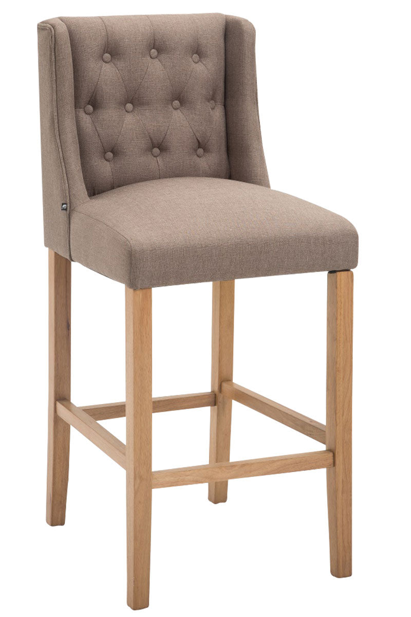 Elegant Gestoffeerde Barkruk - Verfijnd Design - Hoog Zitcomfort - Weelderige Toonbankkruk Kleur taupe Onderstel Kleur antiek-helder