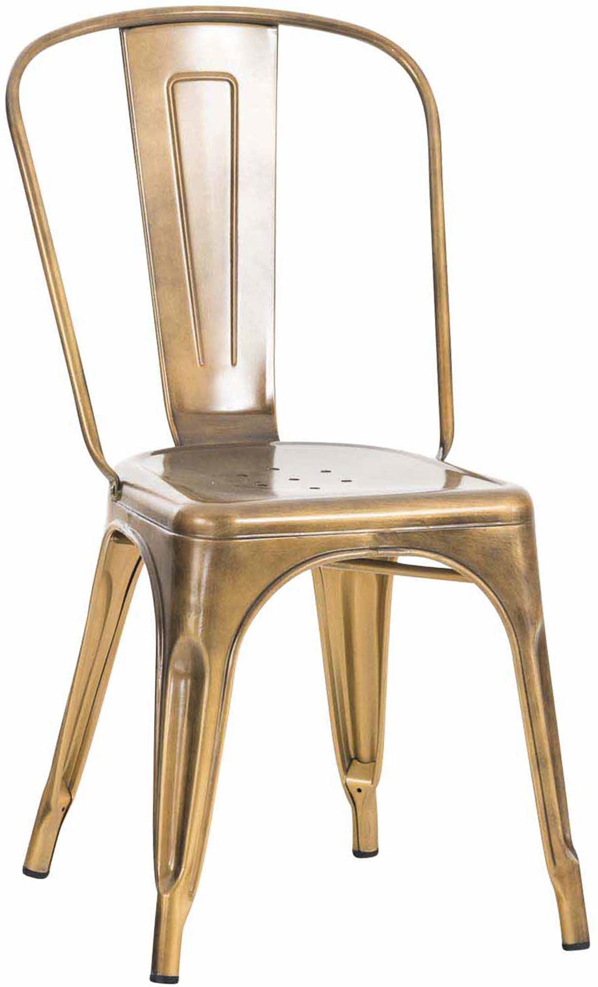 Metalen Eetkamerstoel, Industriële Design, Stapelbaar voor Ruimtebesparing Kleur goud