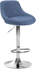 Moderne Stoffen Barkruk - Luxe Kruk - 360° Draaibaar met Gaslift Kleur blauw Onderstel Kleur chroom