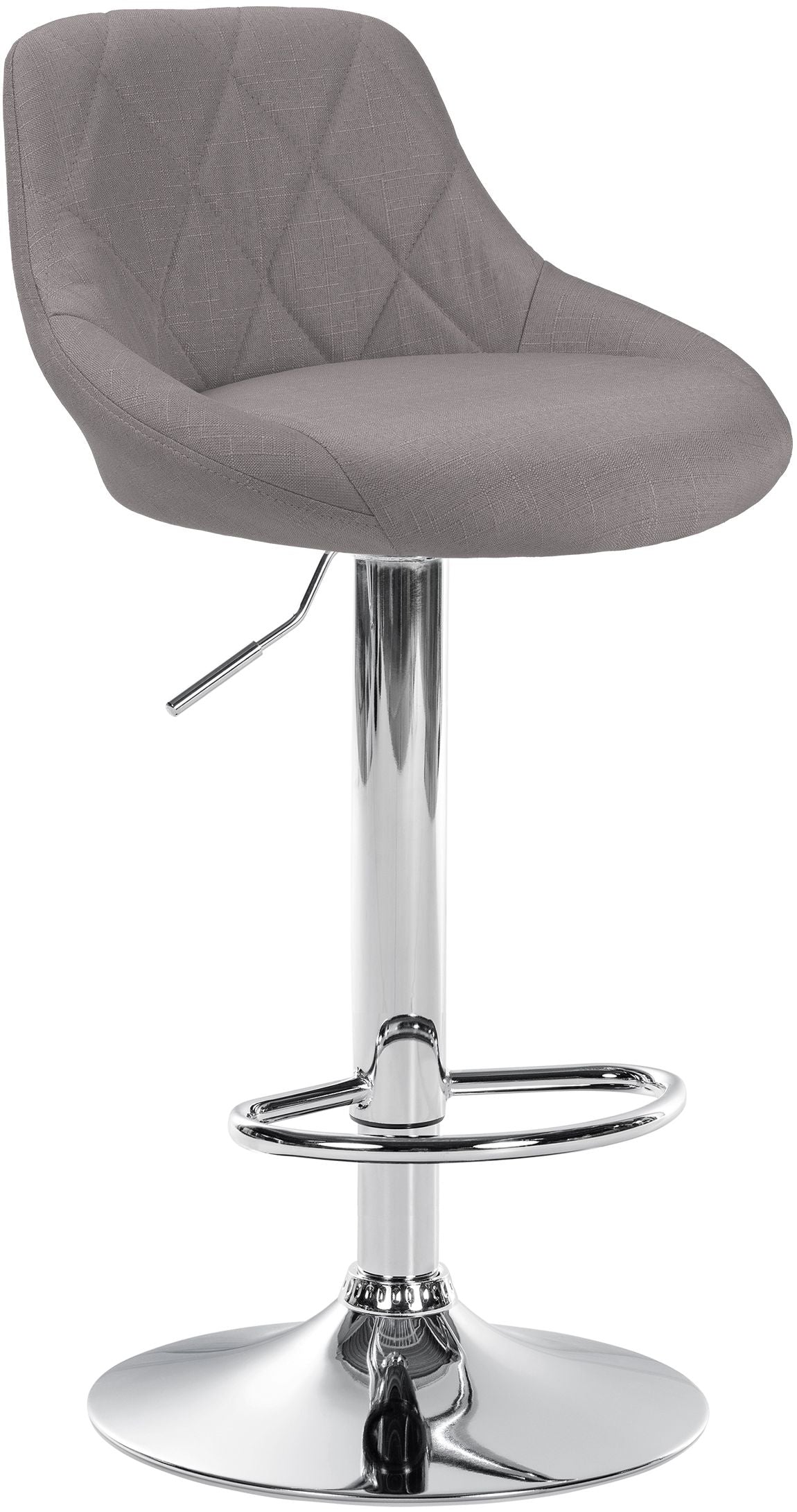 Moderne Stoffen Barkruk - Luxe Kruk - 360° Draaibaar met Gaslift Kleur grijs Onderstel Kleur chroom