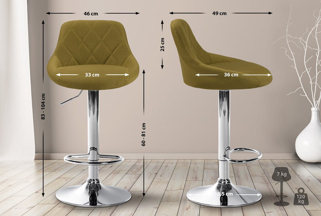 Stijlvolle Barkruk - Elegante Kruk - Verstelbare Hoogte & 360° Draaibaar Kleur groen