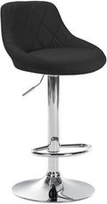 Moderne Stoffen Barkruk - Luxe Kruk - 360° Draaibaar met Gaslift Kleur zwart Onderstel Kleur chroom