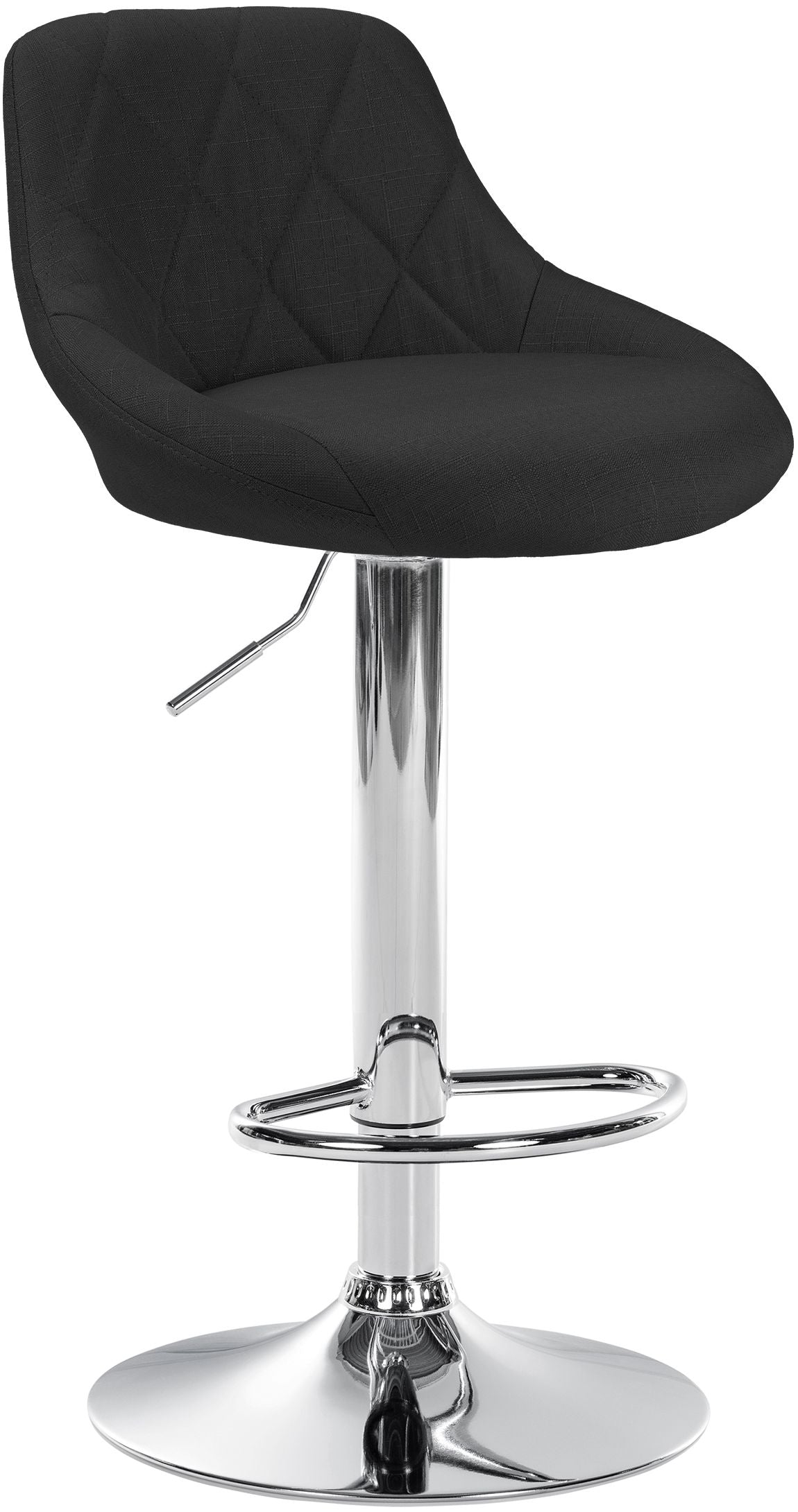 Moderne Stoffen Barkruk - Luxe Kruk - 360° Draaibaar met Gaslift Kleur zwart Onderstel Kleur chroom