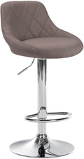 Moderne Stoffen Barkruk - Luxe Kruk - 360° Draaibaar met Gaslift Kleur taupe Onderstel Kleur chroom