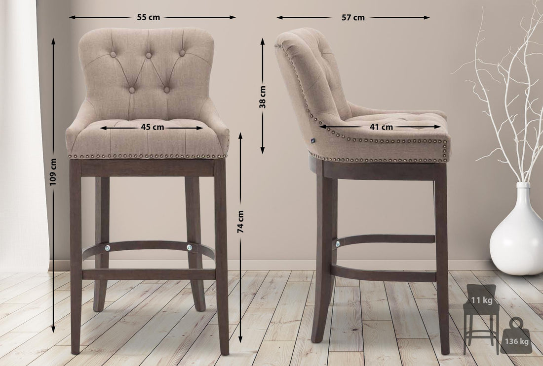 Houten Barkruk - Rubberhouten Kruk - Hoogste Zitcomfort Zitting, Luchtiige Veerkracht Kleur taupe