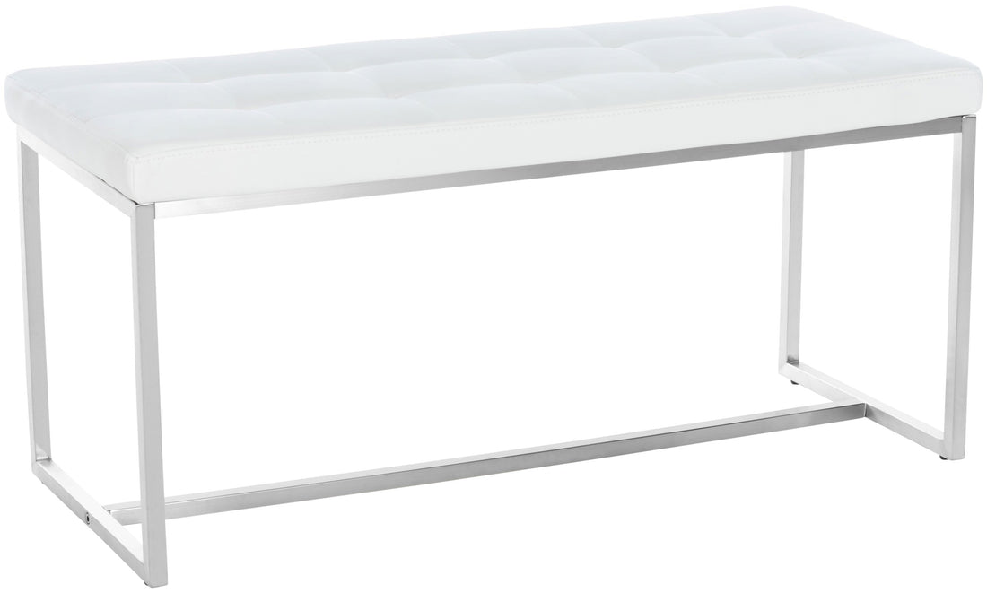 Flexibele Gestoffeerde Zitbank - Comfortabel Zitmeubel - Inclusief Bijpassende Kruk Kleur wit