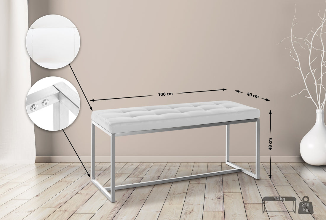 Flexibele Gestoffeerde Zitbank - Comfortabel Zitmeubel - Inclusief Bijpassende Kruk Kleur wit