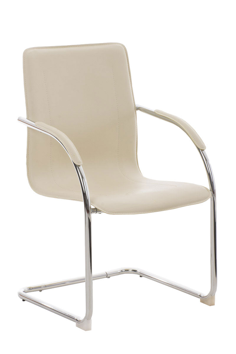 Bezoekersstoel - Gaststoel - Comfortabel Gewatteerd Zitvlak, Stijlvol Design Kleur crème