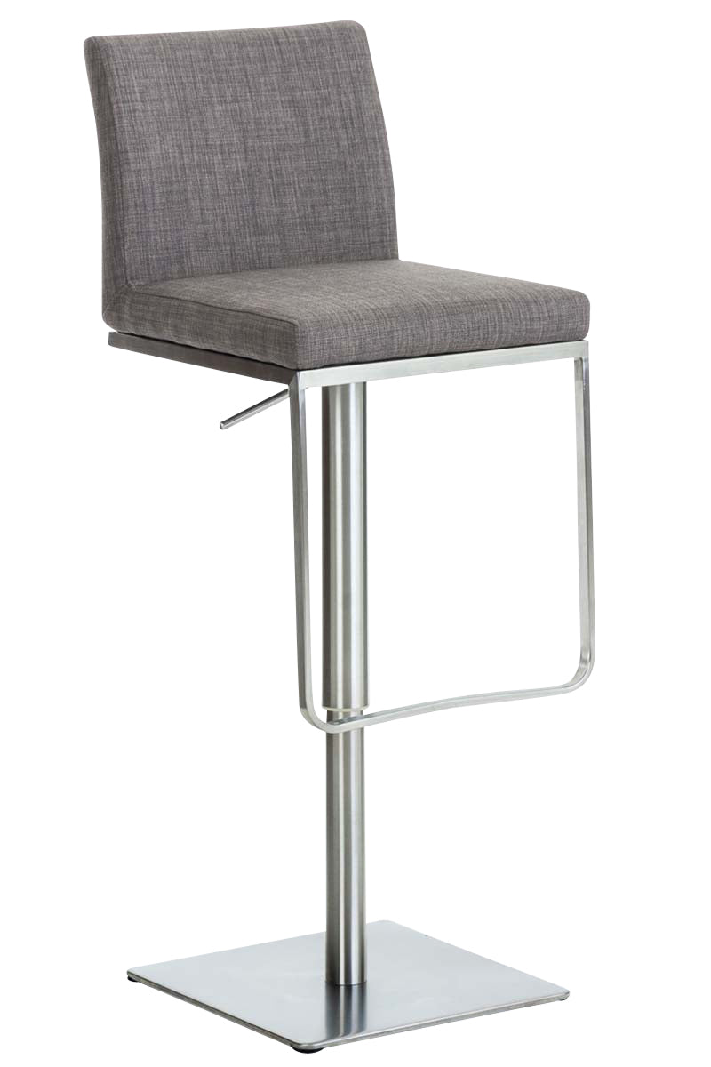 Barkruk, Verstelbare Kruk - Hoogte Verstelbaar - Comfortabele Zitting 100% Polyester Kleur grijs Onderstel Kleur roestvrij staal