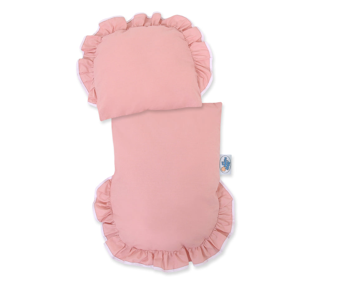 Grå dockvagn - rottingleksaksvagn - mjukt fleecefoder för extra komfort