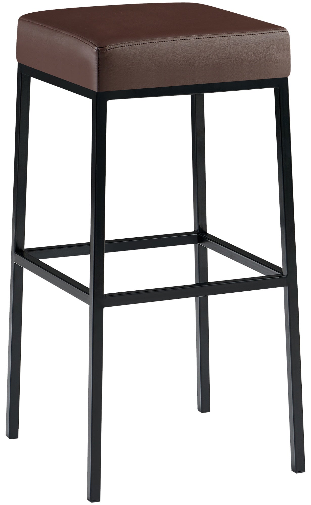 Barkruk - Hoge Zitstoel - Onderhoudsvriendelijke Kunstleren Bekleding, Stabiel Metaal Frame Onderstel Kleur zwart Kleur bruin