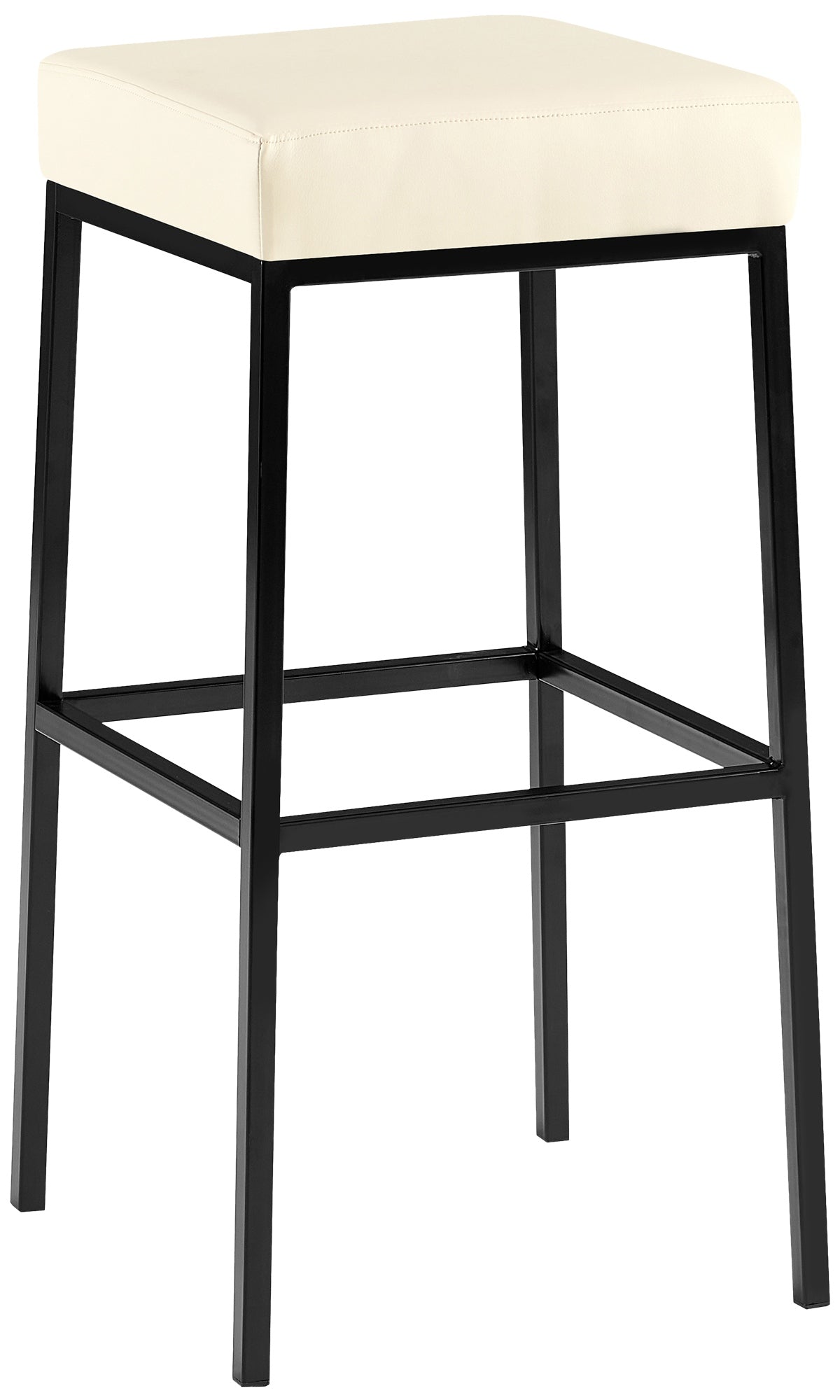 Barkruk - Hoge Zitstoel - Onderhoudsvriendelijke Kunstleren Bekleding, Stabiel Metaal Frame Onderstel Kleur zwart Kleur crème