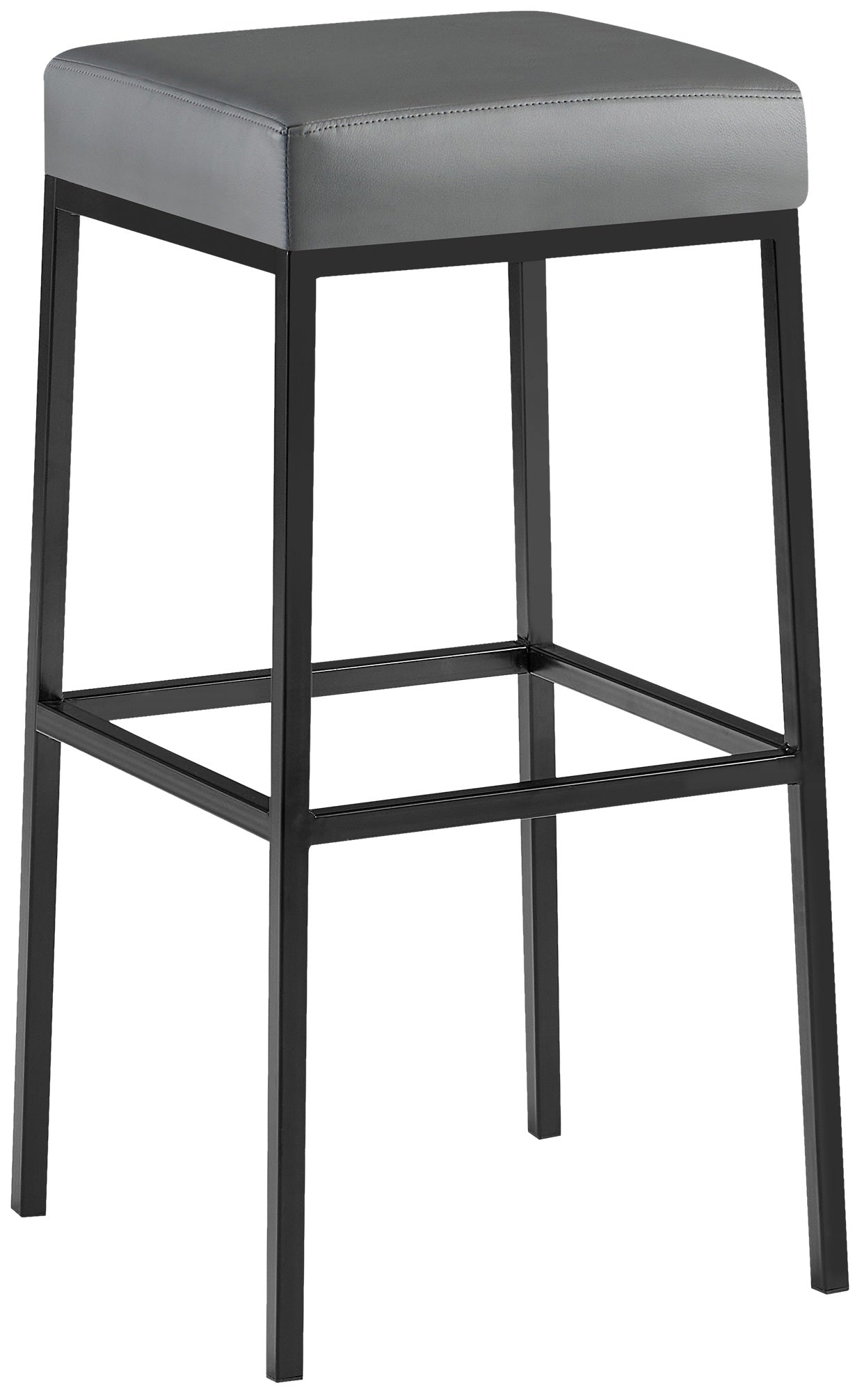 Barkruk - Hoge Zitstoel - Onderhoudsvriendelijke Kunstleren Bekleding, Stabiel Metaal Frame Onderstel Kleur zwart Kleur grijs