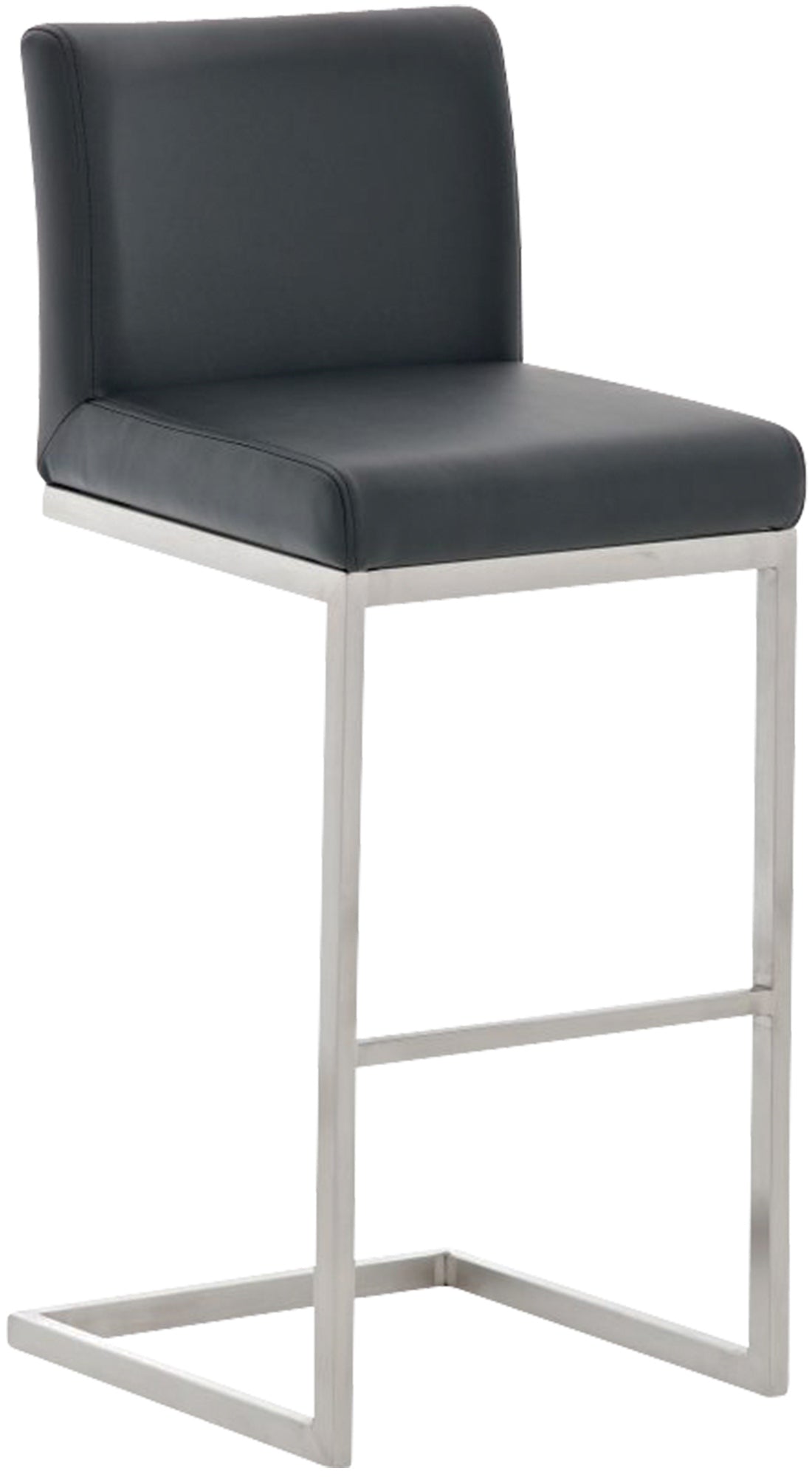 Barstoel Kunstleren Bekleding - Kuipstoel - Comfortabele Zitpositie, Geborsteld RVS Onderstel Kleur zwart