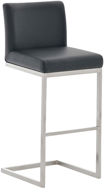 Barstoel Kunstleren Bekleding - Kuipstoel - Comfortabele Zitpositie, Geborsteld RVS Onderstel Kleur zwart