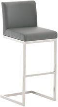 Barstoel Kunstleren Bekleding - Kuipstoel - Comfortabele Zitpositie, Geborsteld RVS Onderstel Kleur grijs