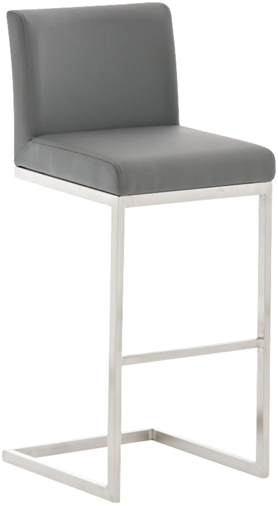 Barstoel Kunstleren Bekleding - Kuipstoel - Comfortabele Zitpositie, Geborsteld RVS Onderstel Kleur grijs