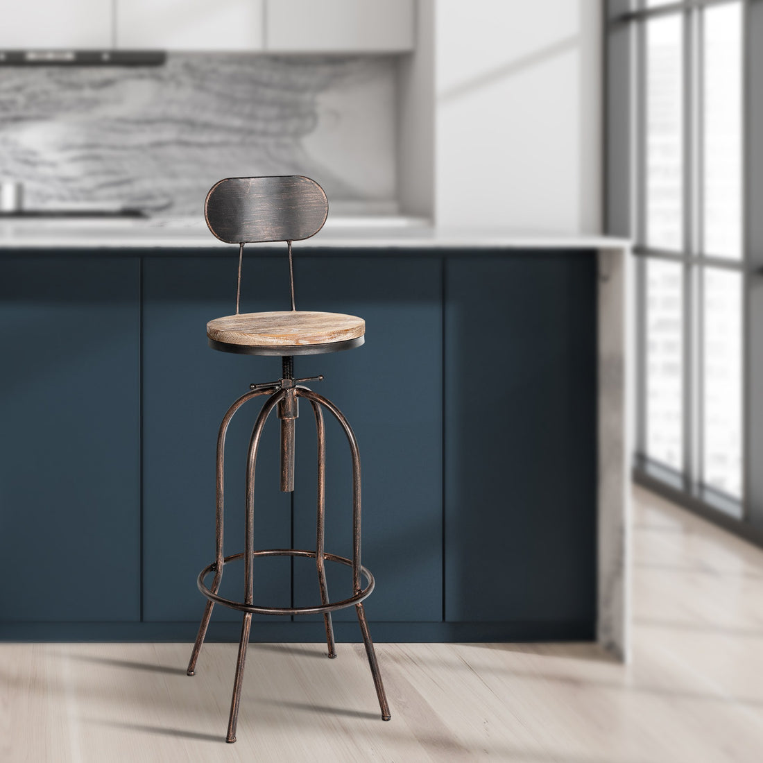 Industriële Barkruk - Stoel - Verstelbare Hoogte, Modern Design Voor Thuisbars Kleur brons