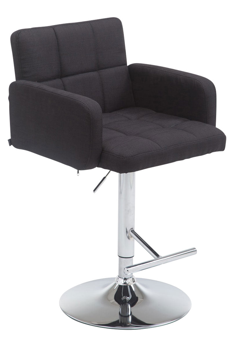Design Barstoel Met Stoffen Bekleding - 360° Draaibaar - Hoogte Verstelbaar - Comfortabele Zit Kleur zwart Onderstel Kleur chroom