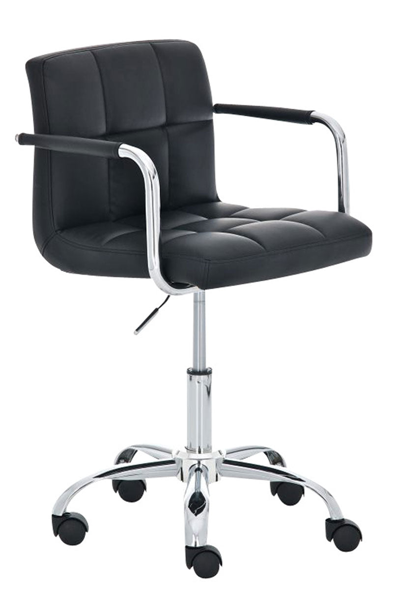 Bureaustoel Kunstleer - Kantoorstoel - Makkelijk Schoon te Maken, Verstelbare Hoogte Kleur zwart