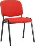 Stapelstoel - Conferentiestoel - Comfortabele Zitting - Duurzaam Stof - Zwart Metalen Frame Kleur rood
