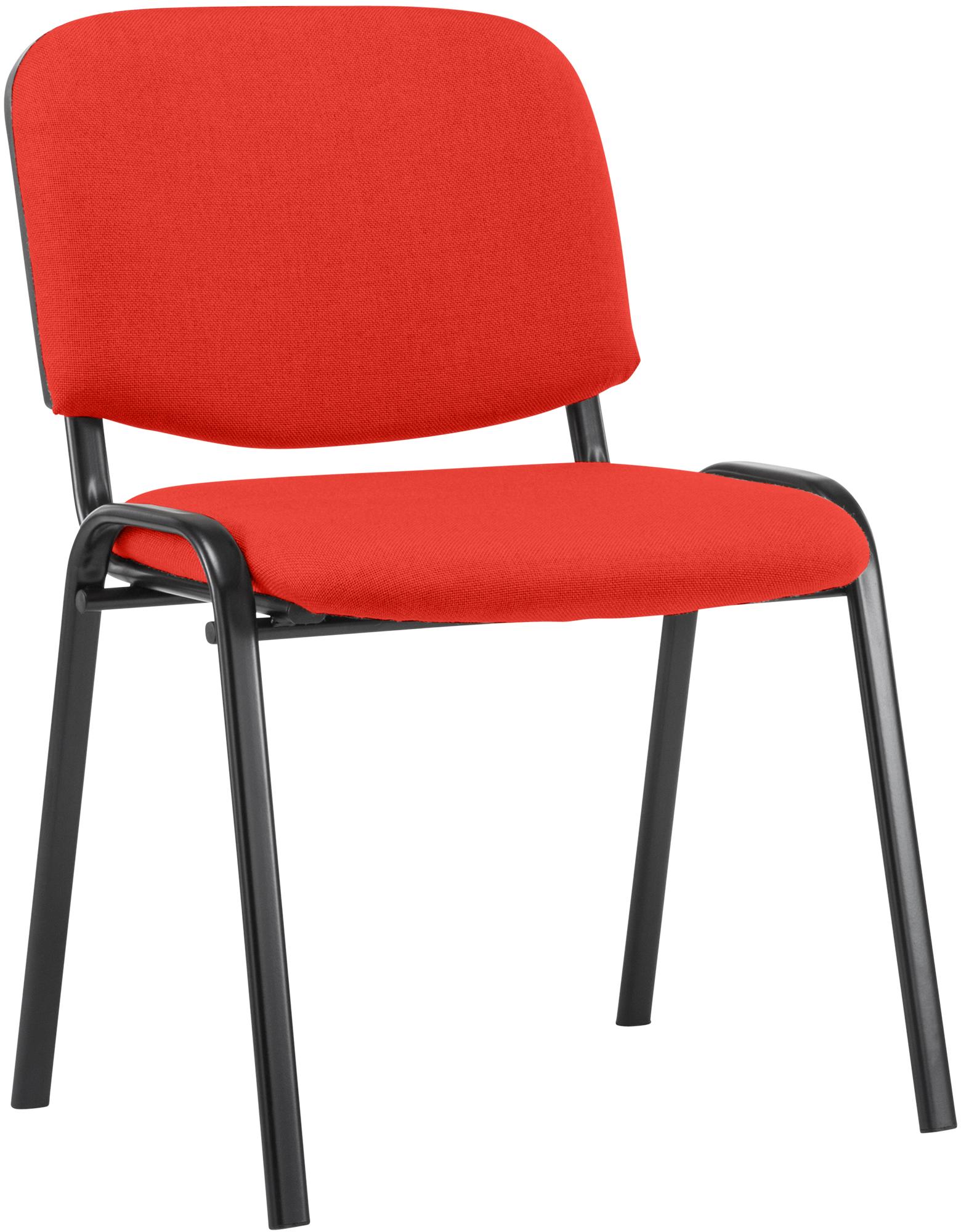 Stapelstoel - Conferentiestoel - Comfortabele Zitting - Duurzaam Stof - Zwart Metalen Frame Kleur rood