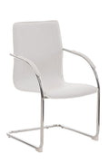 Bezoekersstoel - Gaststoel - Comfortabel Gewatteerd Zitvlak, Stijlvol Design Kleur wit