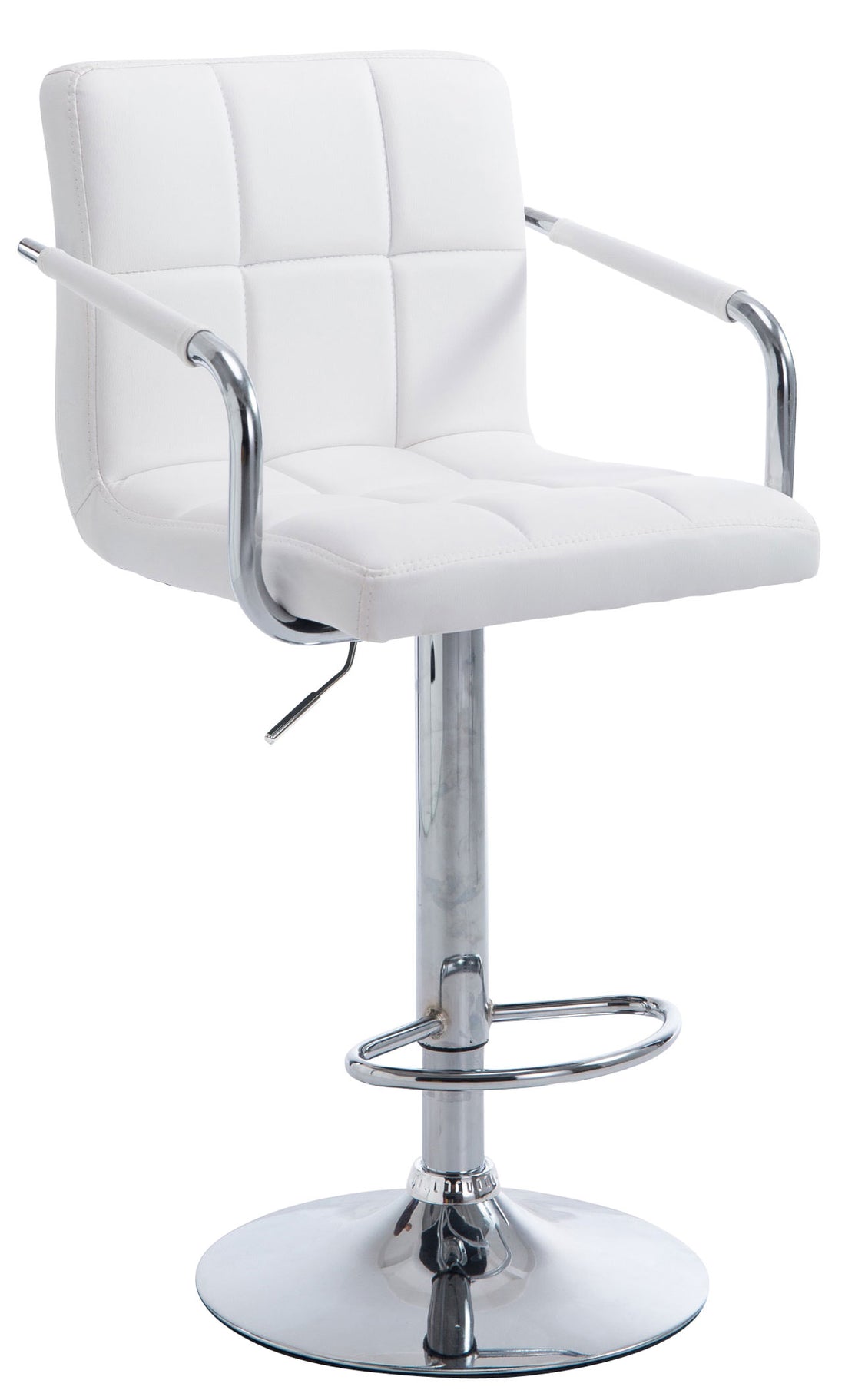 Barkruk Lucy - Moderne Stoel, Ergonomisch Comfort, Kunstleer - Chroom/Zwart/Wit Kleur wit