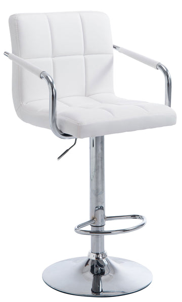 Barkruk Lucy - Moderne Stoel, Ergonomisch Comfort, Kunstleer - Chroom/Zwart/Wit Kleur wit