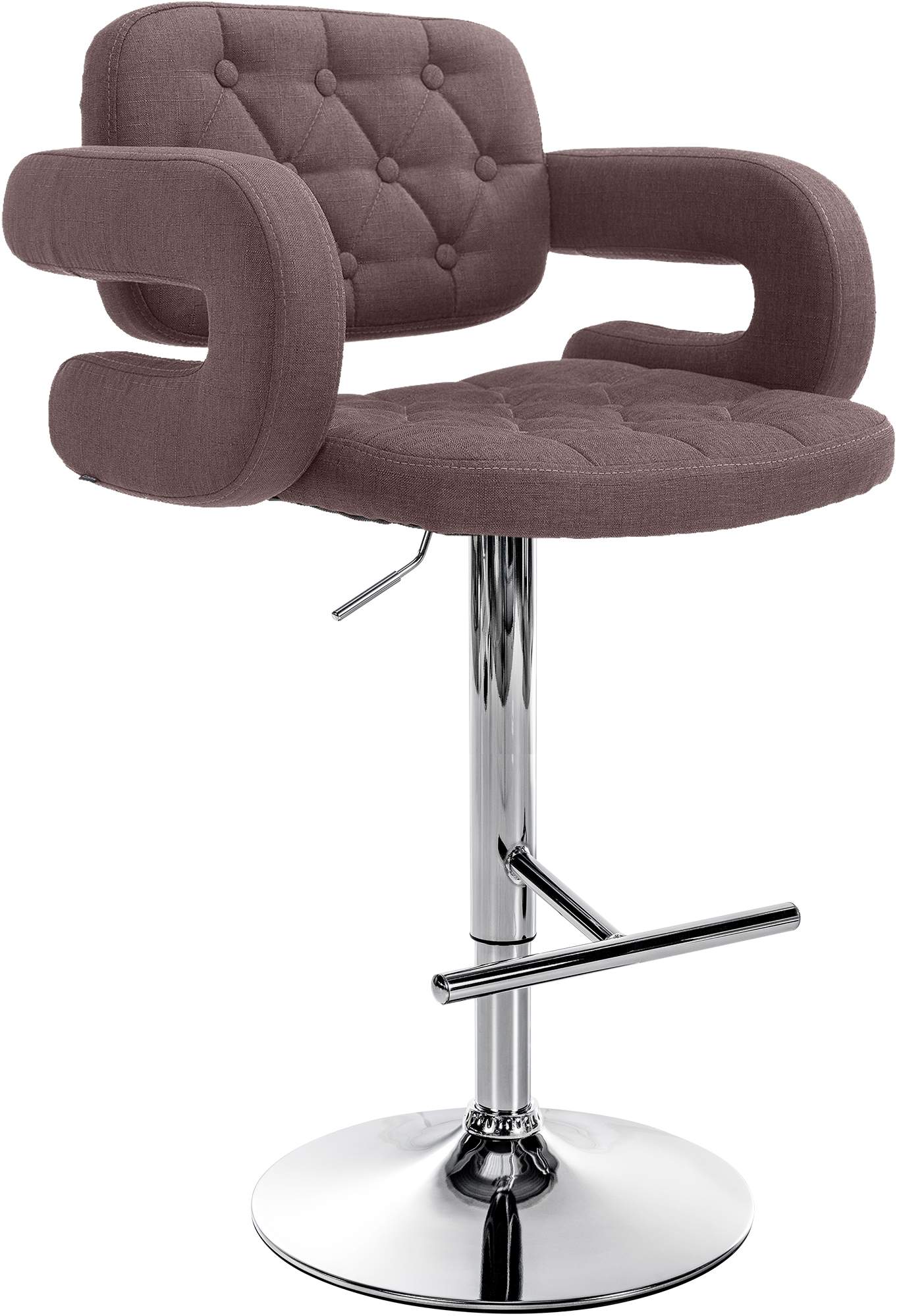 In hoogte verstelbare Barkruk - Kruk - Luxueus Comfort Kleur bruin Onderstel Kleur chroom