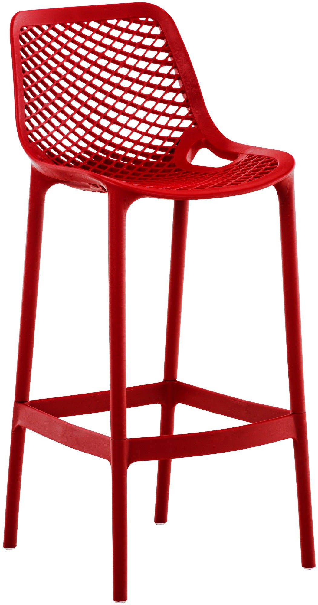 Design Barkruk - Barkstoel - Ergonomisch Comfort, UV-bestendig polypropyleen Kleur rood