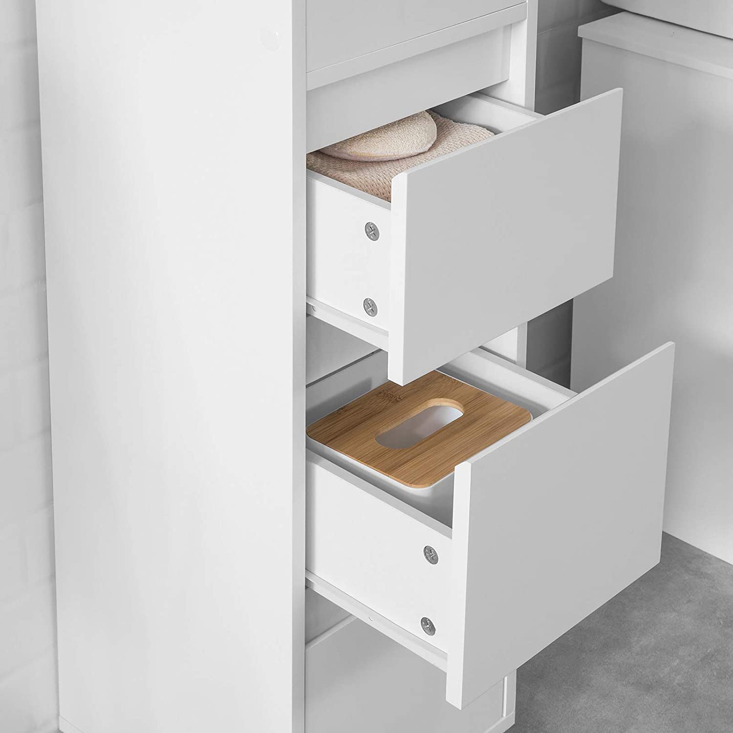 White Badkamer - Kast Badkamer - Opbergkast met 3 lades