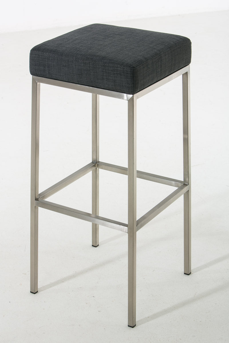 Barkruk - Elegante Hoge Kruk - Comfortabele Stoffen Zitting, Roestvrij Staal Kleur donkergrijs