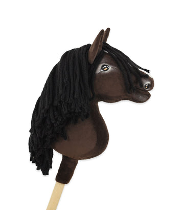 Häst på pinne, hobbyhäst, handgjord och säker – Premium mörkbrun A4 – hållbar och allergivänlig