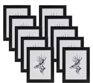 10-delige set houten fotolijsten met glas 40x50 cm | Zwart