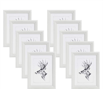 10-delige set houten fotolijsten met glas | Wit | 18x24 cm